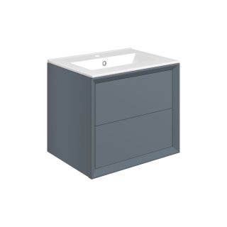 Avon 615mm Wall Hung 2 Drawer Basin Unit & Basin Matt Storm Blue