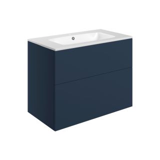 Claverdon 815mm Wall Hung 2 Drawer Basin Unit & Basin Matt Deep Blue