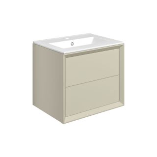 Avon 615mm Wall Hung 2 Drawer Basin Unit & Basin Matt Cotton