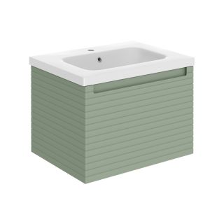 Heath 615mm Wall Hung 1 Drawer Basin Unit & Basin Matt Willow Green