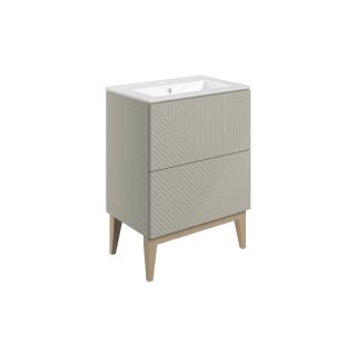 Kinver 615mm Floor Standing 2 Drawer Basin Unit & Basin Matt Oat