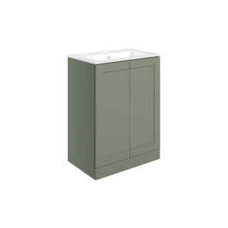 Feldon 615mm Floor Standing 2 Door Basin Unit & Basin Matt Reed Green