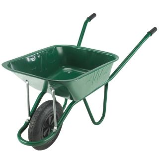 Walsall Wheelbarrow 90Ltr Endurance Heavy Duty Wheelbarrow Green with Pneumatic Wheel