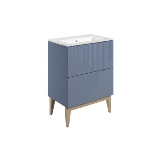 Kinver 615mm Floor Standing 2 Drawer Basin Unit & Basin Matt Smoke Blue