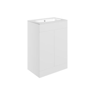 Claverdon 610mm Floor Standing 2 Door Basin Unit & Basin Matt White