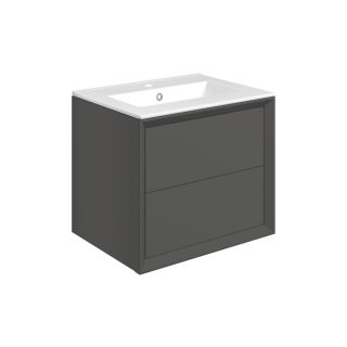 Avon 615mm Wall Hung 2 Drawer Basin Unit & Basin Matt Clay