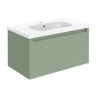 Heath 815mm Wall Hung 1 Drawer Basin Unit & Basin Matt Willow Green