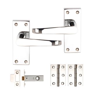 Dale Victorian Straight Boxed Internal Door Pack Polished Chrome Plated