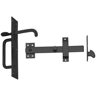 Perry Medium Suffolk Gate Latch Set Long Thumb Piece Black