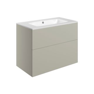 Claverdon 815mm Wall Hung 2 Drawer Basin Unit & Basin Matt Latte