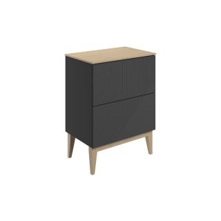Kinver 610mm Floor Standing 2 Drawer Basin Unit Maple Oak Effect Worktop Matt Graphite Grey