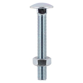 Timco 8 x 100mm Carriage Bolt & Hex Nut BZP 4 Pack