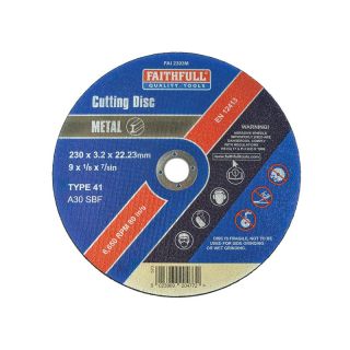 Faithfull 230mm x 22.2B Flat Metal Cutting Disc