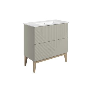 Kinver 815mm Floor Standing 2 Drawer Basin Unit & Basin Matt Oat