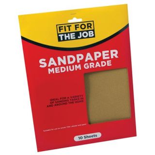 Rodo Fit For The Job Medium Grade Sandpaper 10 Pack