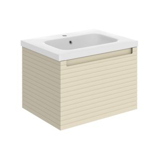 Heath 615mm Wall Hung 1 Drawer Basin Unit & Basin Matt Cotton