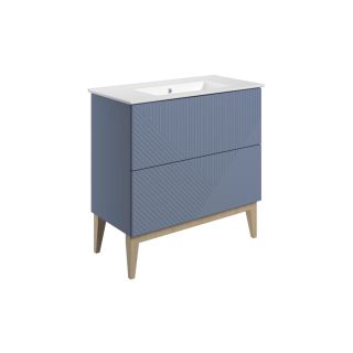 Kinver 815mm Floor Standing 2 Drawer Basin Unit & Basin Matt Smoke Blue