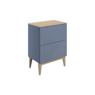 Kinver 610mm Floor Standing 2 Drawer Basin Unit Maple Oak Effect Worktop Matt Smoke Blue
