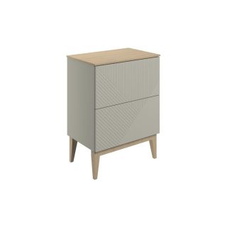 Kinver 610mm Floor Standing 2 Drawer Basin Unit Maple Oak Effect Worktop Matt Oat