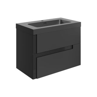 Henley 805mm Wall Hung 2 Drawer Basin Unit & Co-Ord Basin Matt Black & Glass