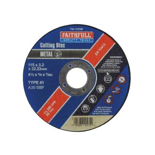 Faithfull 115mm x 22.2B Flat Metal Cutting Disc