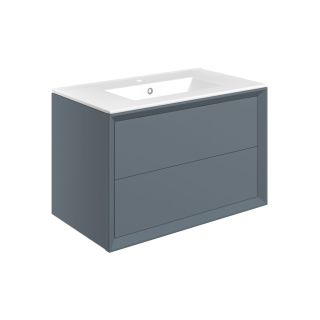 Avon 815mm Wall Hung 2 Drawer Basin Unit & Basin Matt Storm Blue