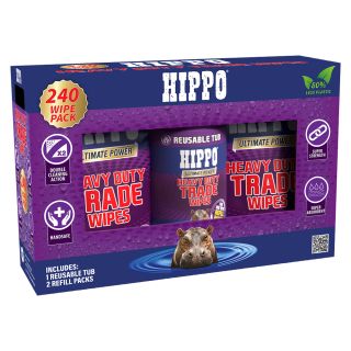 Hippo Heavy Duty Wipe Pack (1 Tub & 2 Refills)
