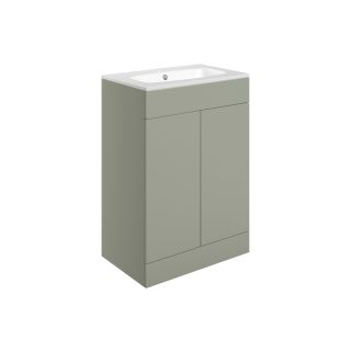 Claverdon 610mm Floor Standing 2 Door Basin Unit & Basin Matt Olive Green