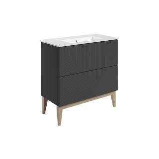 Kinver 815mm Floor Standing 2 Drawer Basin Unit & Basin Matt Graphite Grey