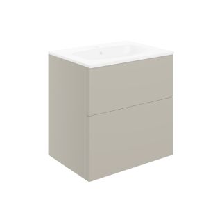 Claverdon 610mm Wall Hung 2 Drawer Basin Unit & Basin Matt Latte
