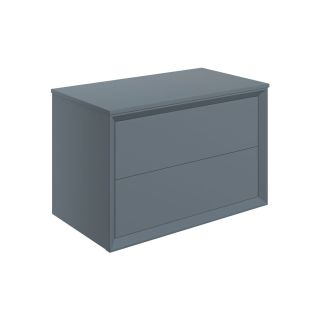 Avon 800mm Wall Hung 2 Drawer Basin Unit & Top Matt Storm Blue