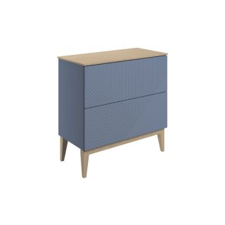 Kinver 810mm Floor Standing 2 Drawer Basin Unit Maple Oak Effect Worktop Matt Smoke Blue
