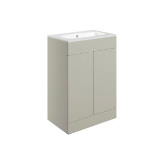 Claverdon 610mm Floor Standing 2 Door Basin Unit & Basin Matt Latte
