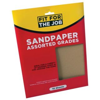Rodo Fit For The Job Assorted Grade Sandpaper 10 Pack