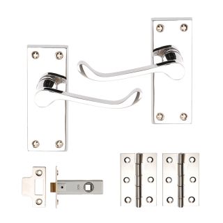 Dale Victorian Scroll Boxed Internal Door Pack Polished Chrome Plated