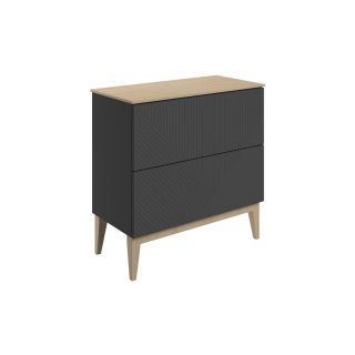 Kinver 810mm Floor Standing 2 Drawer Basin Unit Maple Oak Effect Worktop Matt Graphite Grey