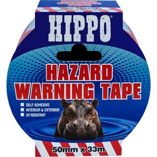 Hippo 50mm x 33m Hazard Warning Tape Red / White