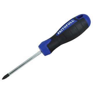 Faithfull 1pt x 75mm Pozidriv Screwdriver Soft Grip