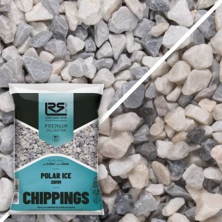Long Rake Spar 20kg 20mm Polar Ice Chippings
