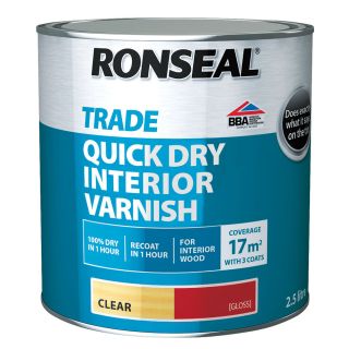 Ronseal Trade 2.5Ltr Quick Dry Interior Varnish Clear Gloss