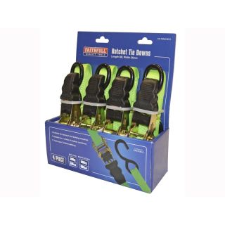 Faithfull 25mm x 5m Ratchet Tie Down Green 4 Piece