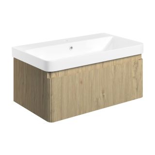 Arden 805mm Wall Hung 1 Drawer Basin Unit & Basin Textured Oak