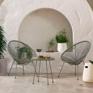 Monaco 2 Seater Egg Chair Bistro Set in Grey