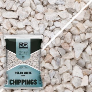 Long Rake Spar 20kg 20mm Polar White Chippings