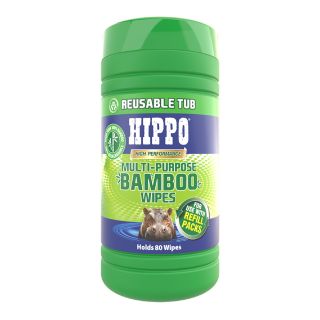 Hippo High Performance Multi Purpose Bamboo Wipes Re-Useable Tub 80 Pack