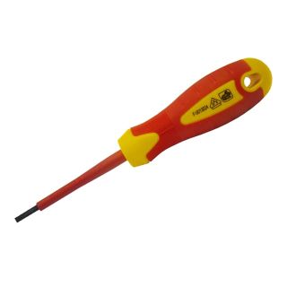 Faithfull 4.0 x 100mm Parallel Slotted VDE Screwdriver Soft Grip