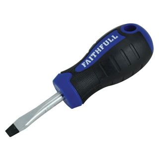 Faithfull 6.5 x 38mm Flared Slotted Stubby Screwdriver Soft Grip