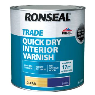 Ronseal Trade 2.5Ltr Quick Dry Interior Varnish Clear Satin