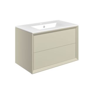 Avon 815mm Wall Hung 2 Drawer Basin Unit & Basin Matt Cotton