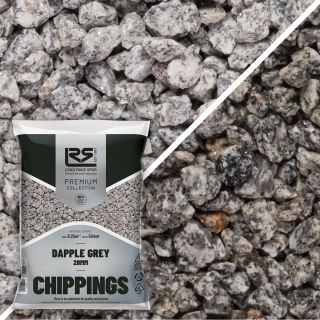 Long Rake Spar 20kg 20mm Dapple Grey Granite Chippings